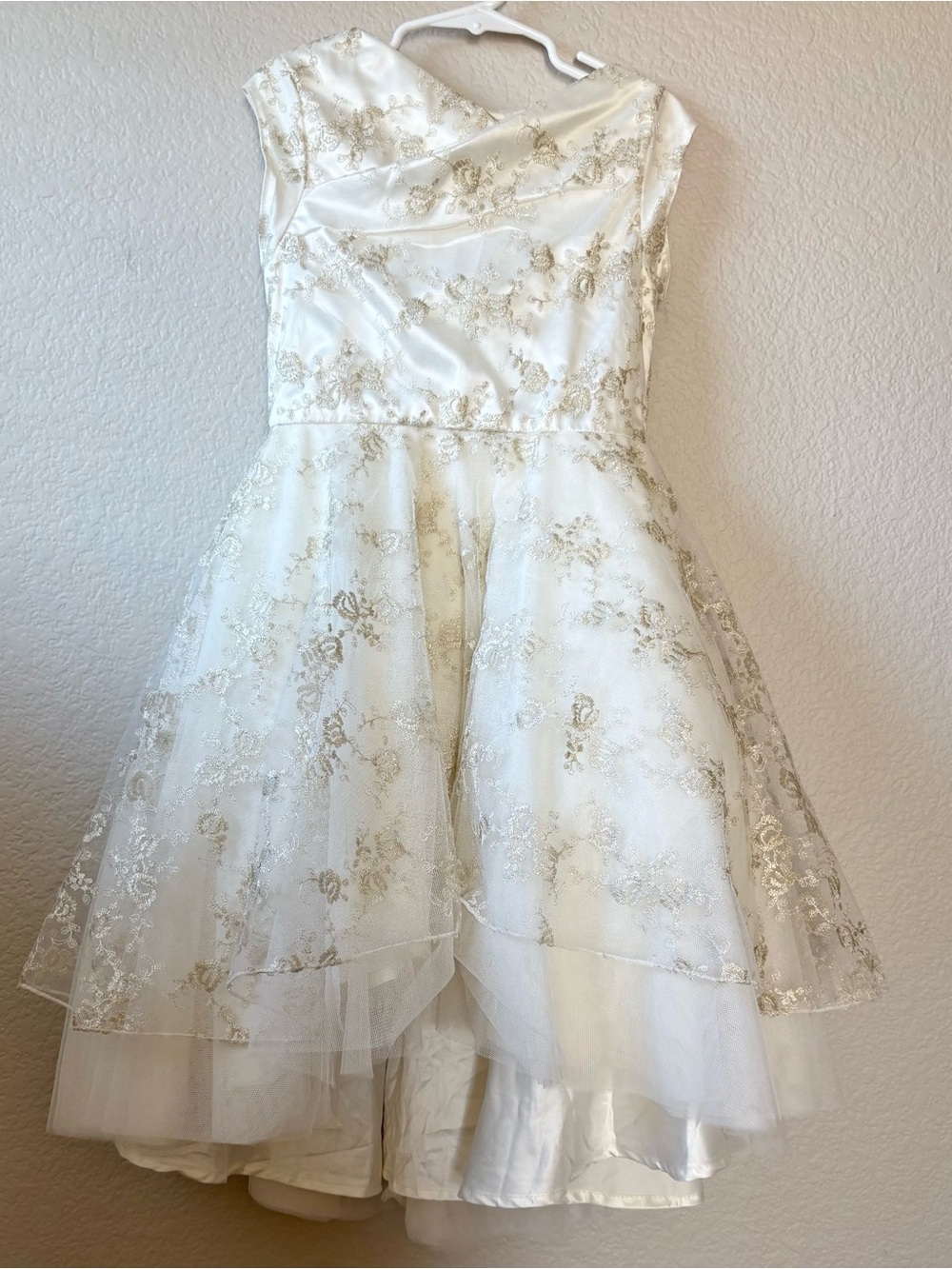 Mia Joy Ivory Gold Lace Party Dress Girls Size 7